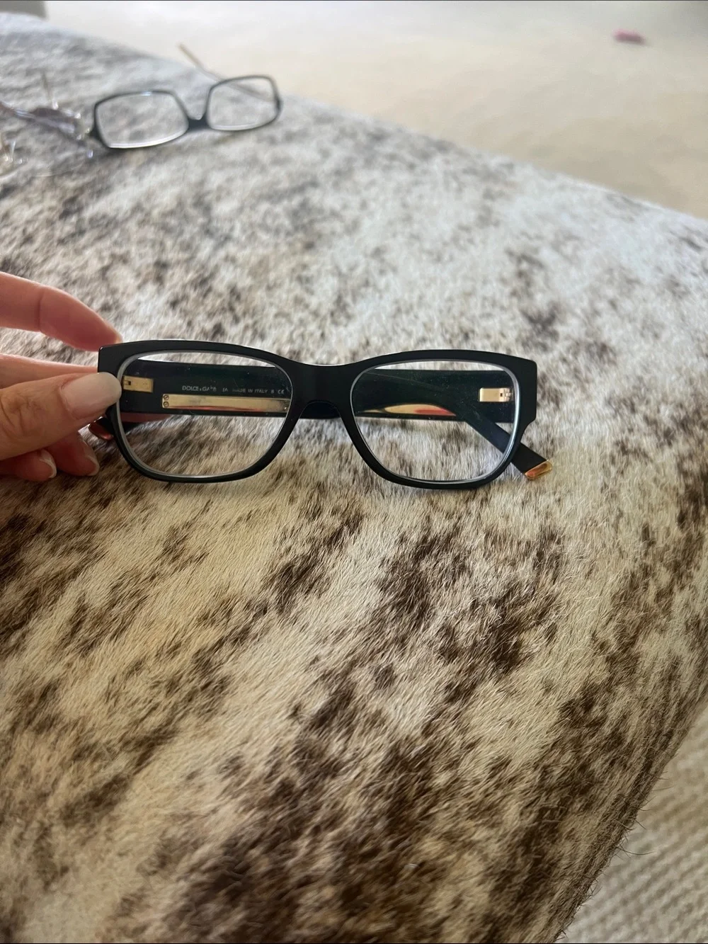 Dolce & Gabbana Black Rectangular Optical Glasses with Gold
